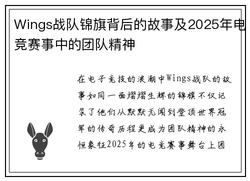 Wings战队锦旗背后的故事及2025年电竞赛事中的团队精神